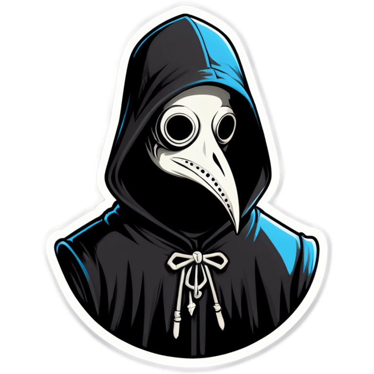 Man wearing black plague doctor mask in a hood emoji