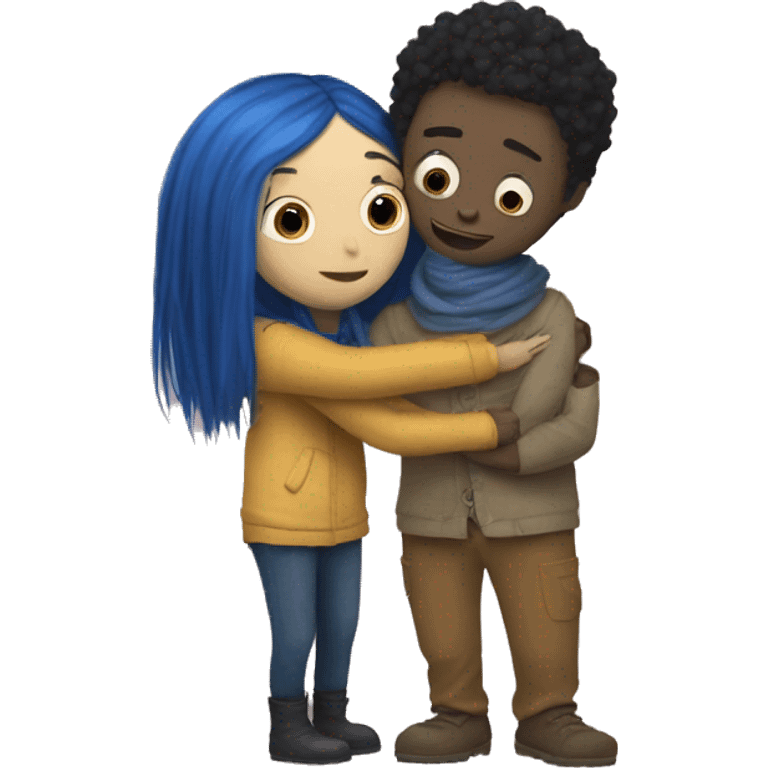 Coraline and Wybie hugging emoji