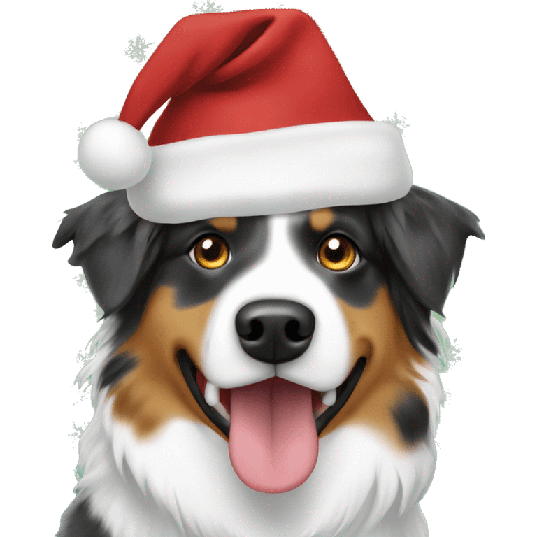 australian shepherd dog christmas hat emoji