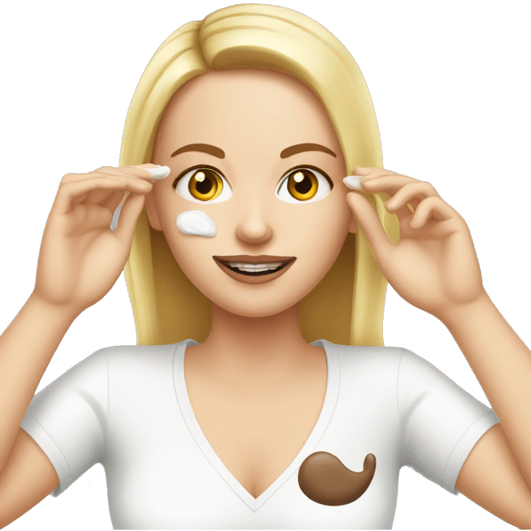 white girl applying cream on face emoji