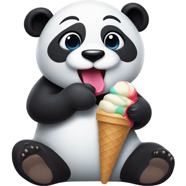 Panda eating ice cream emoji