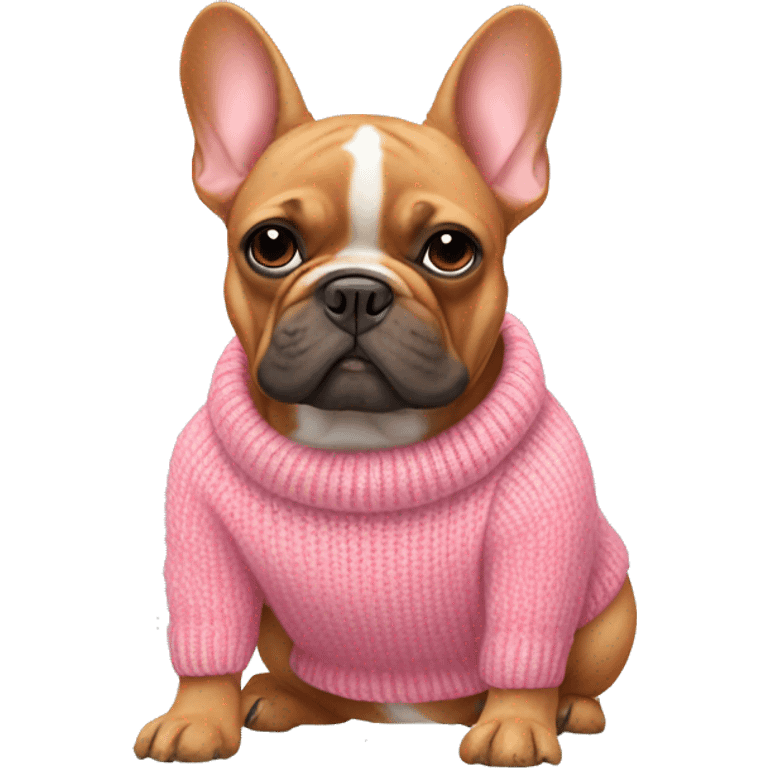 red french bulldog in pink sweater emoji