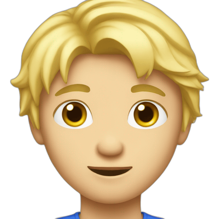 Blond boy who likes to play video game emoji