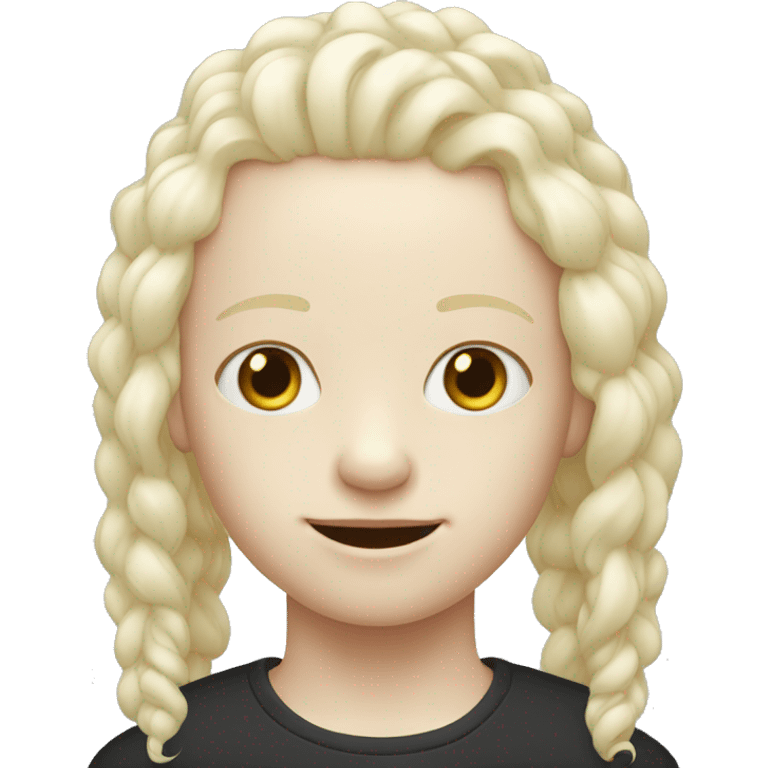 Albinos sans lunettes avec des cheveux noir emoji