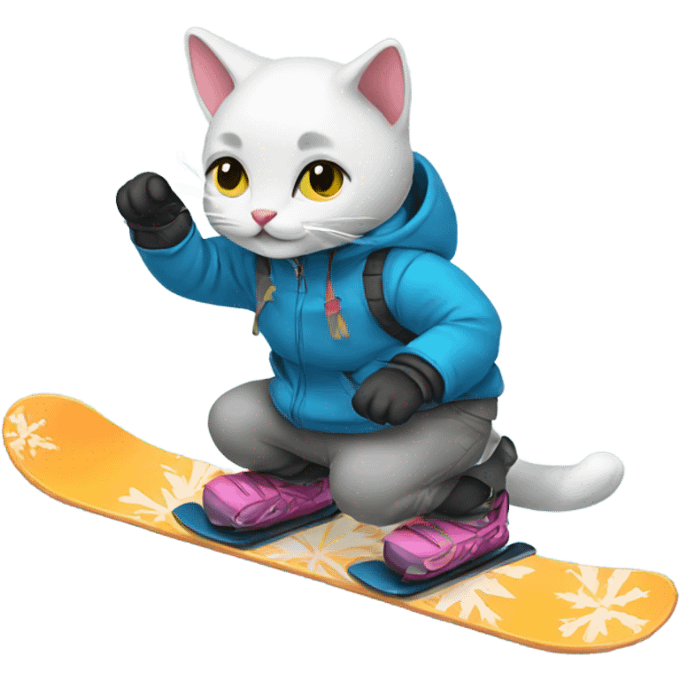 A kitty snowboarding  emoji