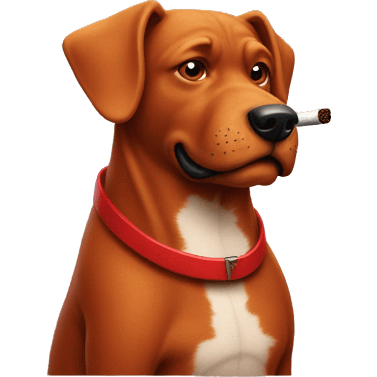 Red dog smoking cigar emoji