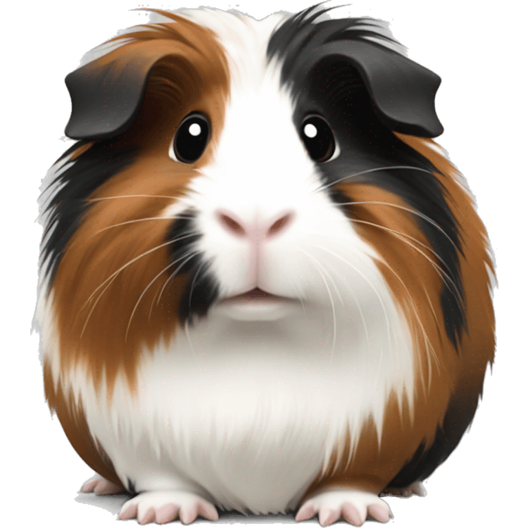 Long hair Guinea pig white and black and brown emoji