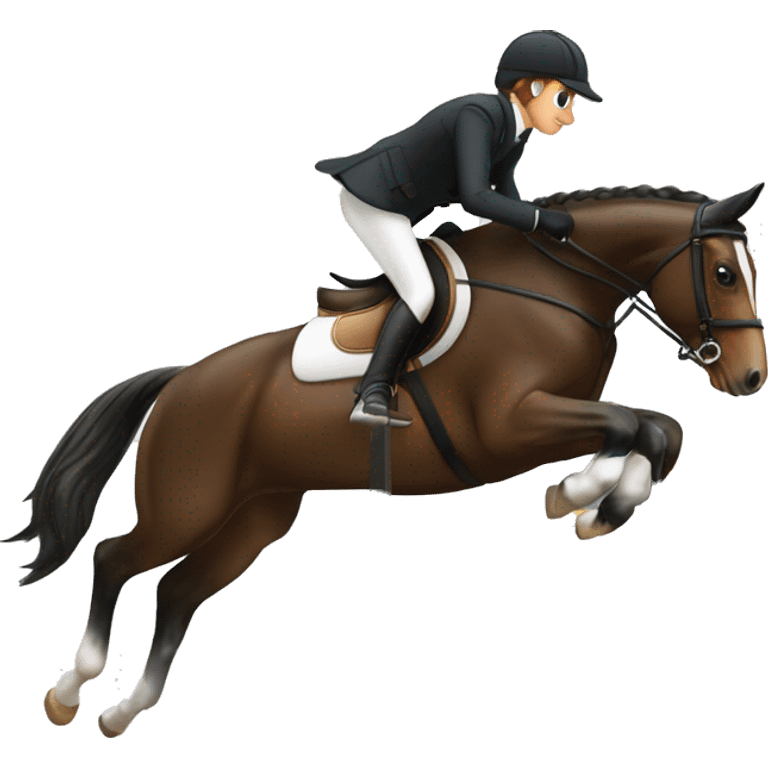 Hunter jumper horse going over a fancy jump emoji