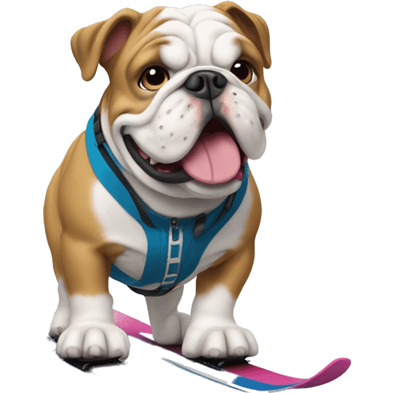 English bulldog skiing emoji