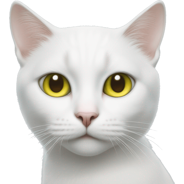 white cat with one left eye is blue and right eye is yellow-green emoji