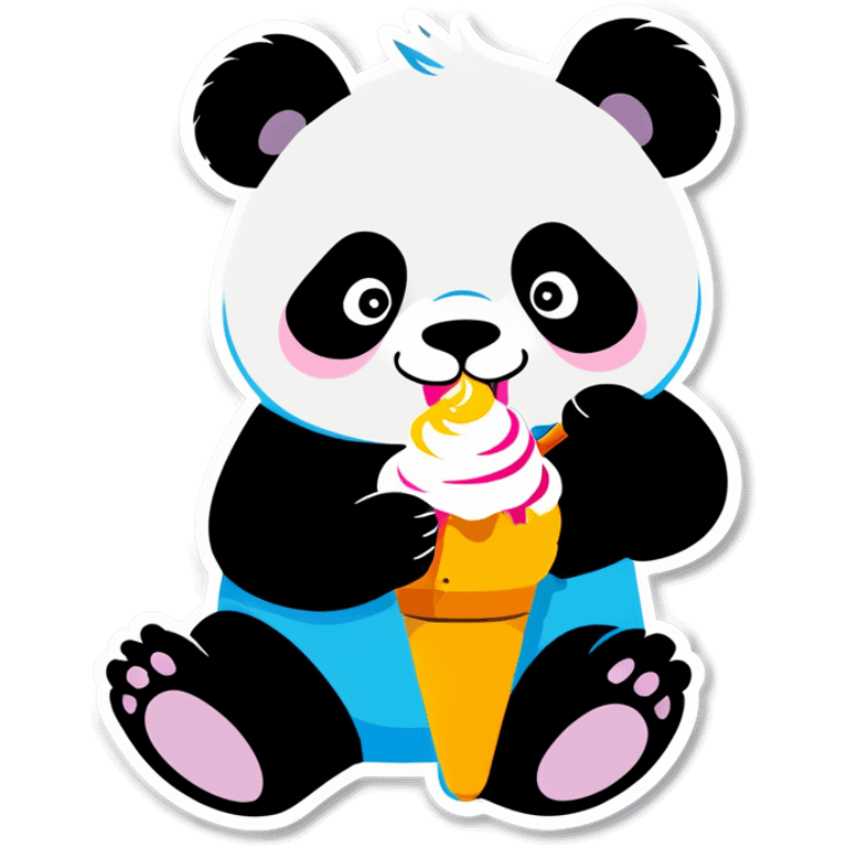 Panda eating ice cream emoji