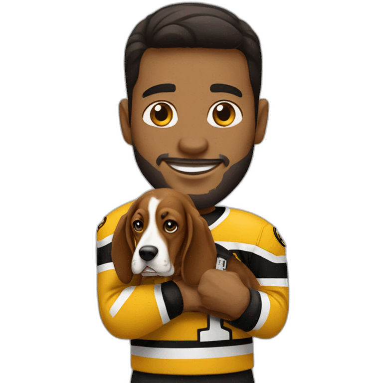 boston bruins hockey player with basset hound dog emoji