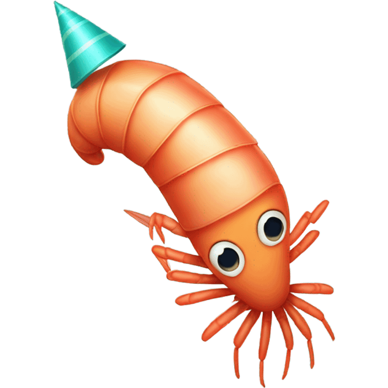 shrimp with party hat emoji