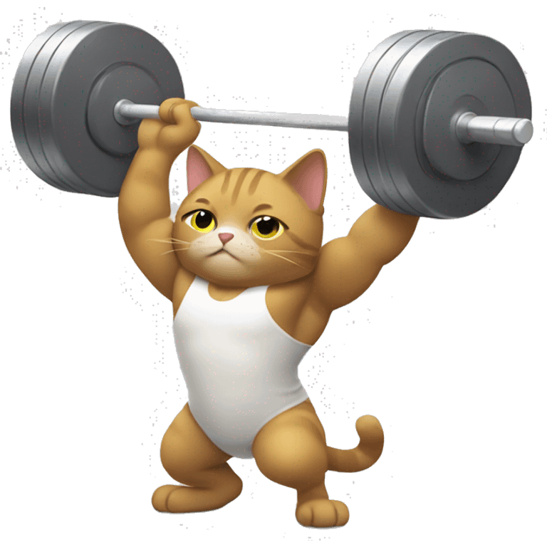 Cat doing Olympic weightlifting with barbell emoji