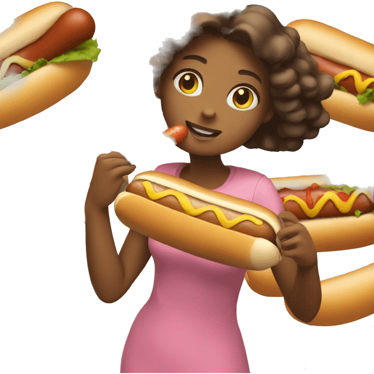 Girl eating hot dog  emoji