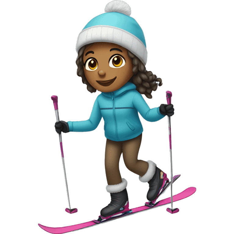 Girl with skis for feet emoji