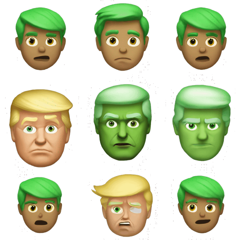 donald trump, TROLL, GREEN, one emoji, transparent background emoji