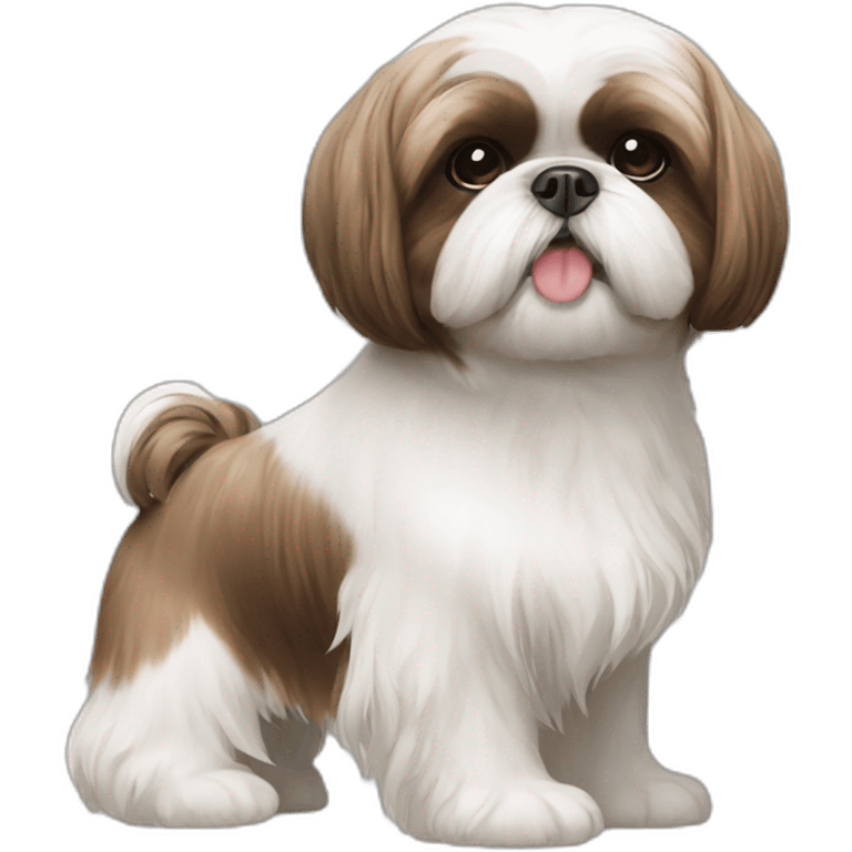 white and brown shih tzu with a smooth coat emoji