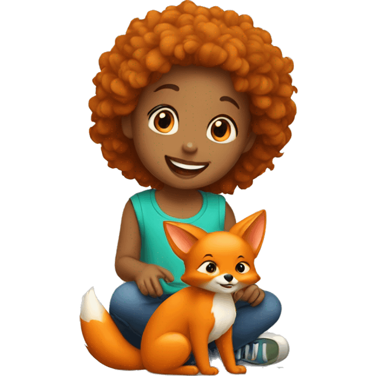 kids playing with little fox emoji