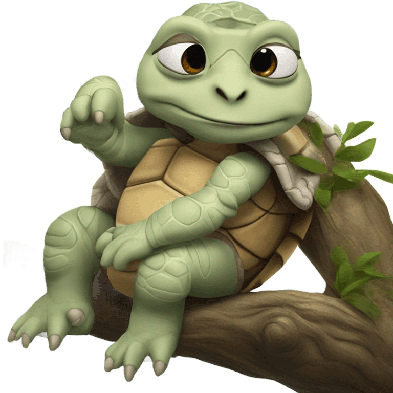 Master Oogway from Kung Fu Panda meditates on a branch emoji