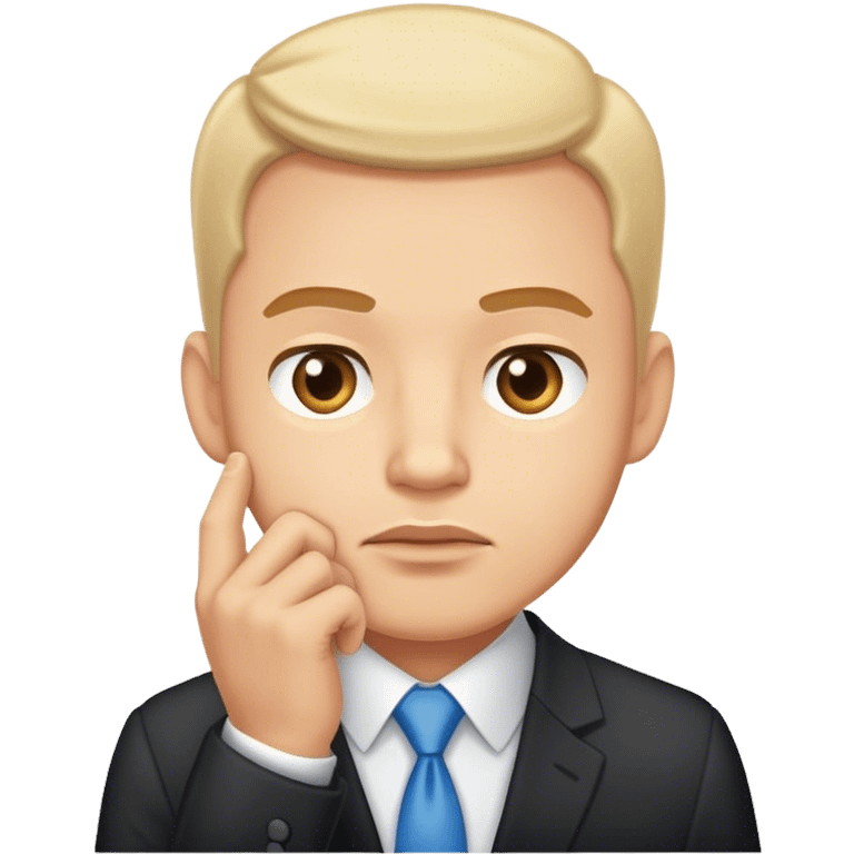 the businessman hesitates and holds up his chin emoji