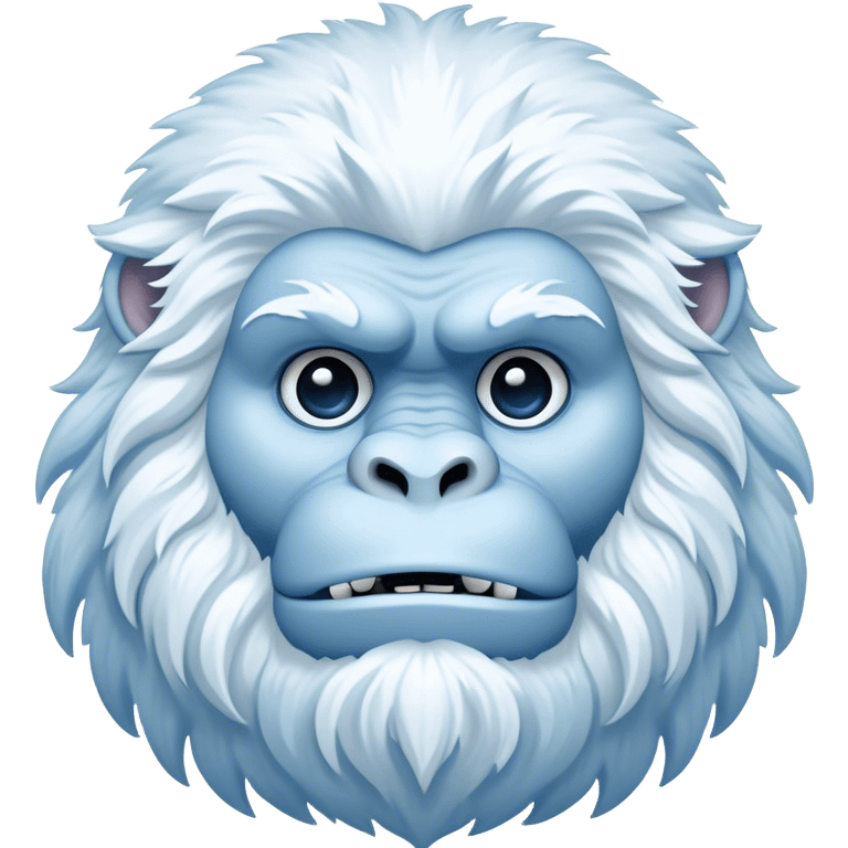 Cinematic Noble Yeti Portrait Emoji, Grand and enigmatic, with a towering, snow-dusted figure in pristine whites and cool blues, exuding ancient, mystical wisdom and stoic majesty, simplified yet exquisitely detailed with frosty textures, glowing with a gentle, icy outline that captures the awe-inspiring presence of a guardian of the frozen wilds! emoji