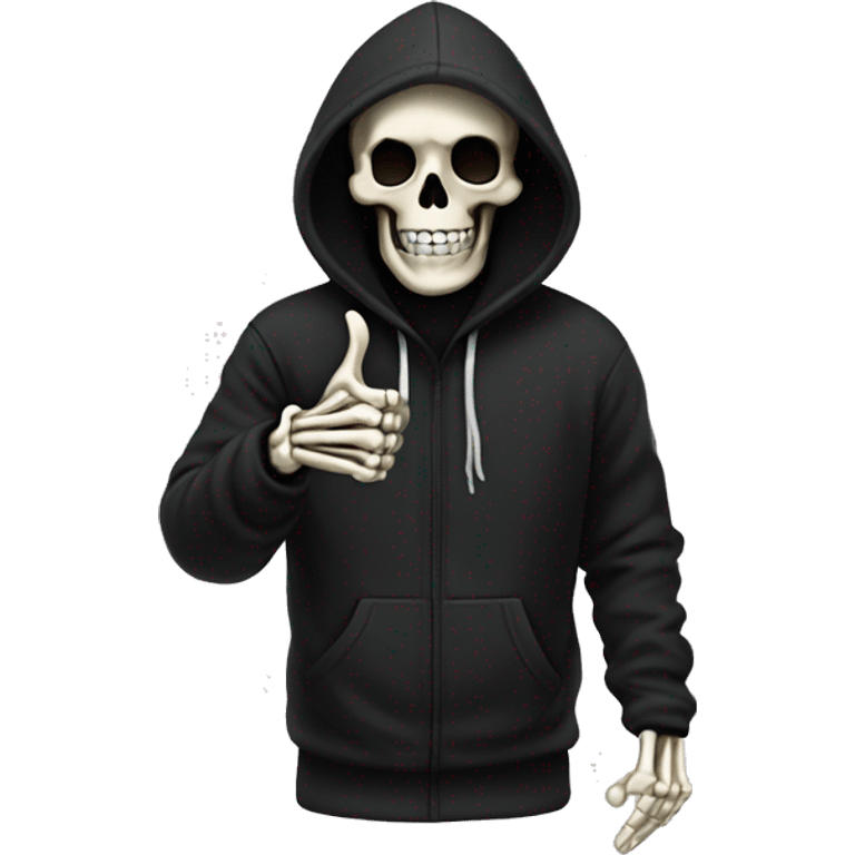 Skeleton in black hoodie thumbs up emoji