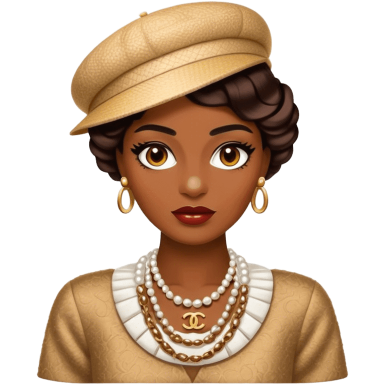 Cinematic Realistic Chanel Pop Culture Emoji, depicted with timeless elegance and iconic style rendered with luxurious textures and dynamic, sophisticated lighting. emoji