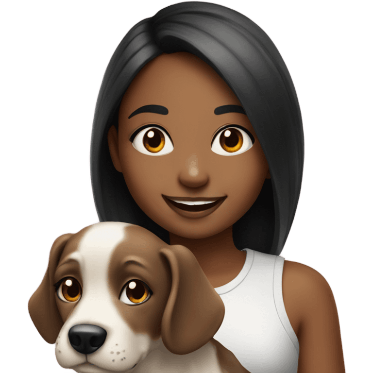 smiling girl wearing make up with dog portrait emoji