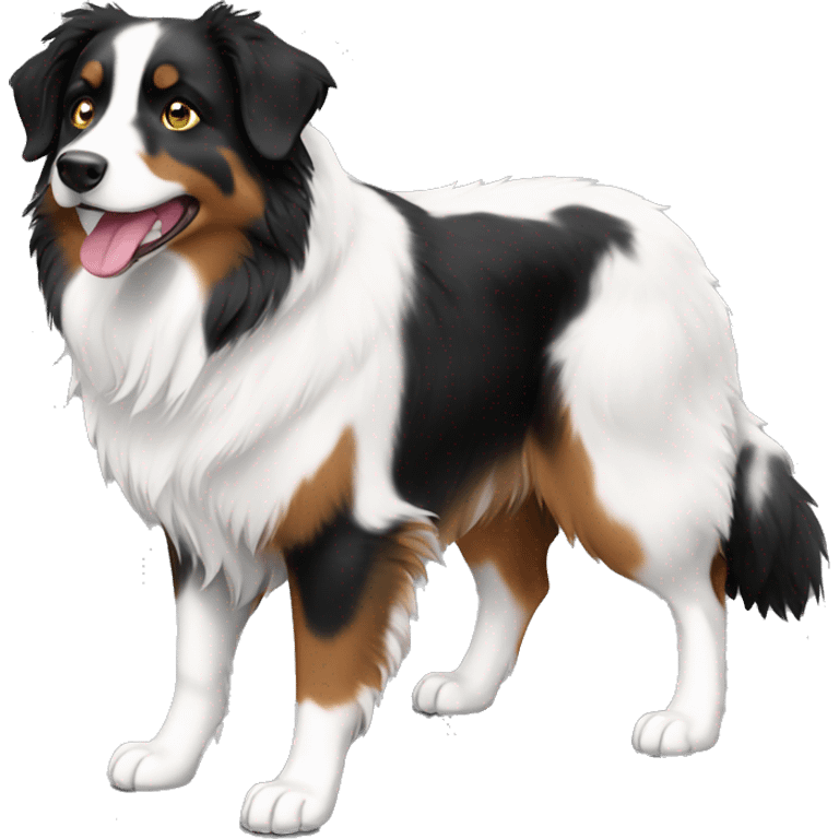 Black tricolor Australian shepherd full body emoji