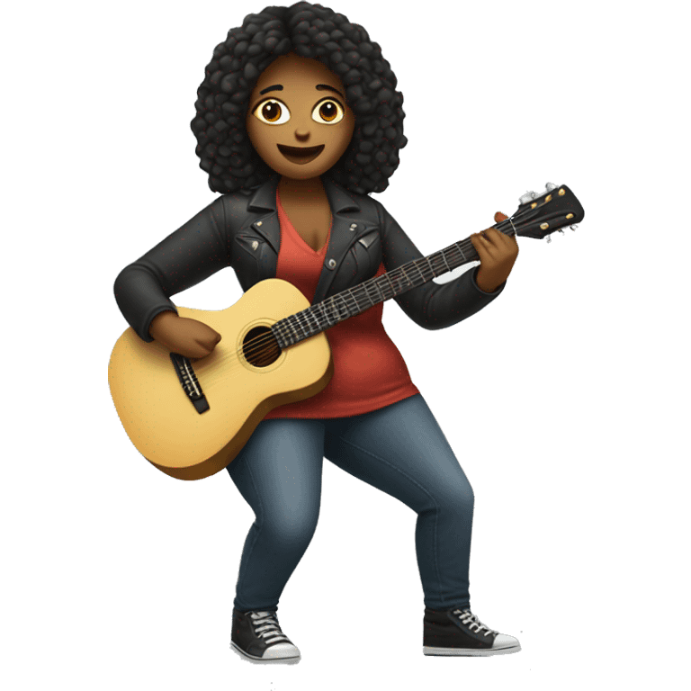 full-body-curvy woman playing guitar emoji