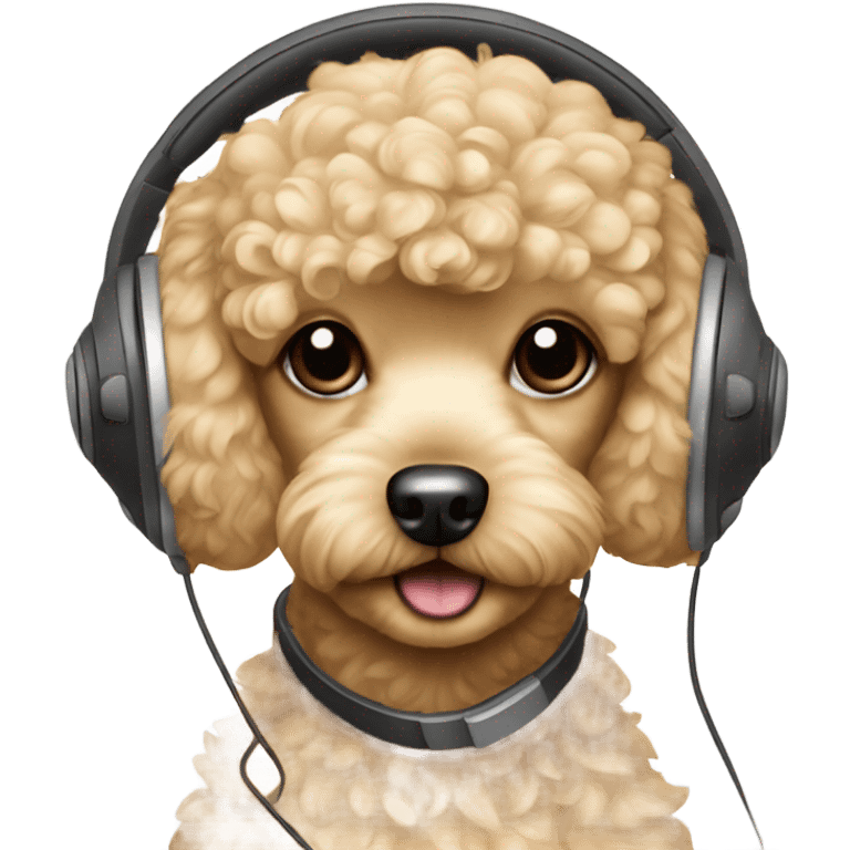 Blonde toy poodle with headphones on emoji