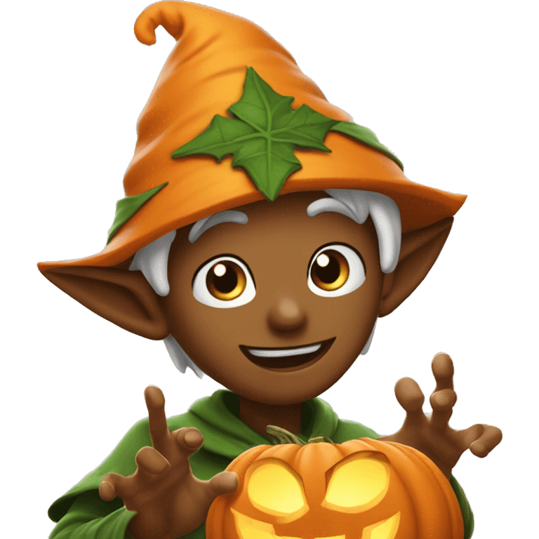 pumkin elf male casting a spell emoji