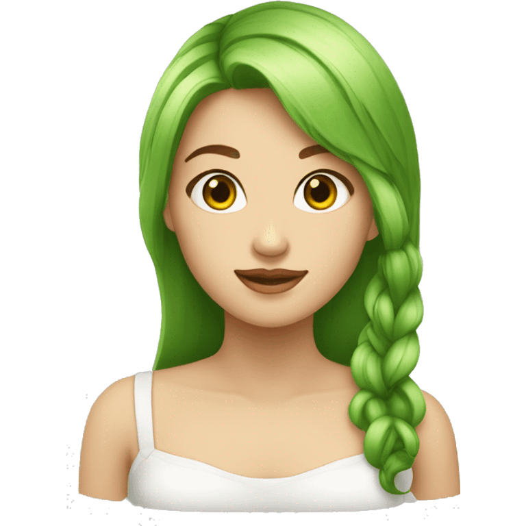 fille châtain cheveux long peau claire et yeux verts emoji