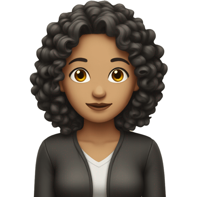 woman with long dark hair, curly emoji