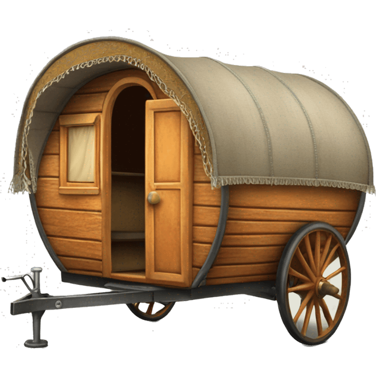 Realistic vintage round gypsy caravan wagon camper emoji