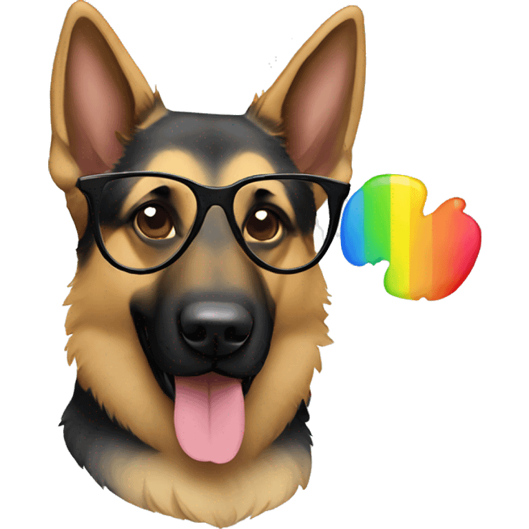 Rainbow German shepherd with glasses emoji