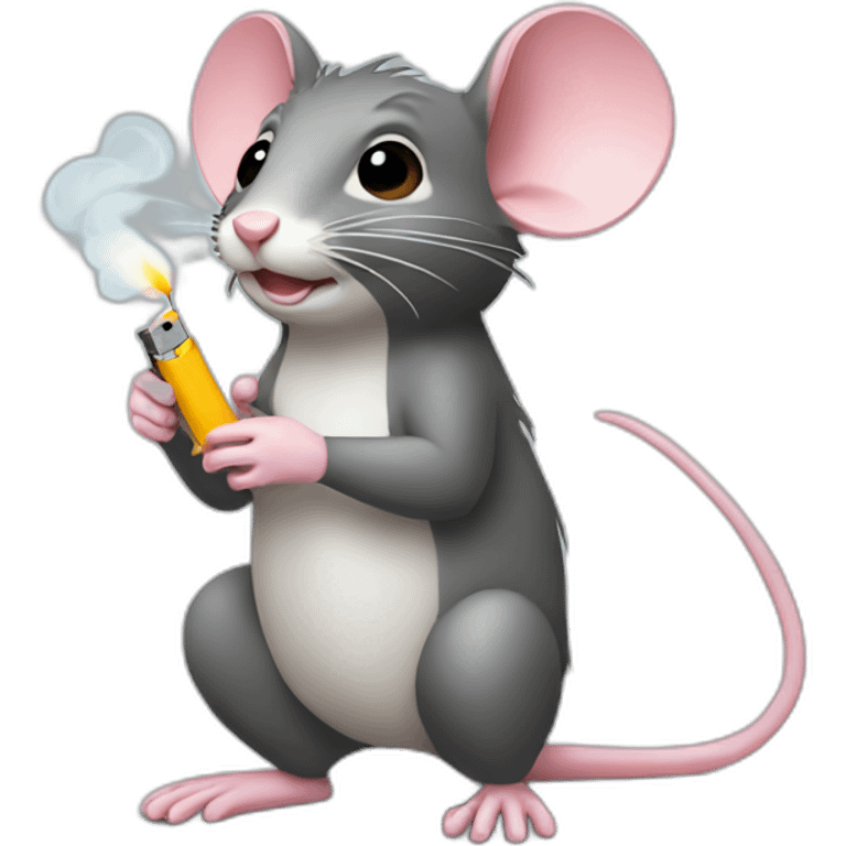 a rat with a lighter emoji