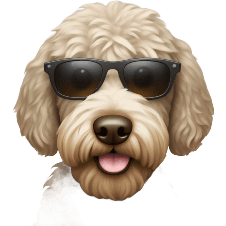 Labradoodle wearing sunglasses emoji