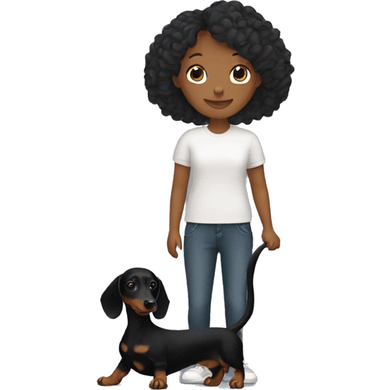 black dachshund with its owner emoji