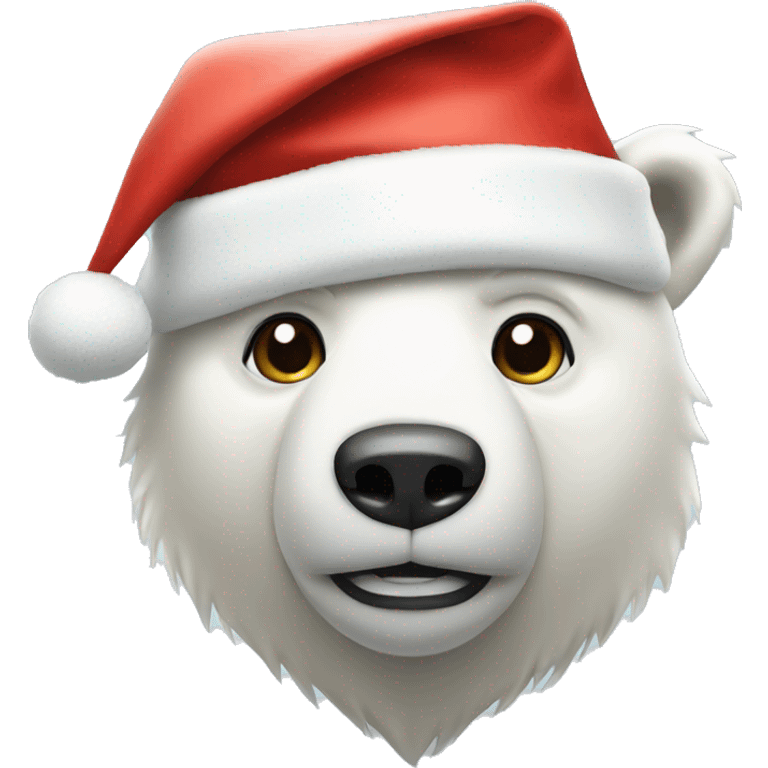 Polar bear wearing Santa hat emoji