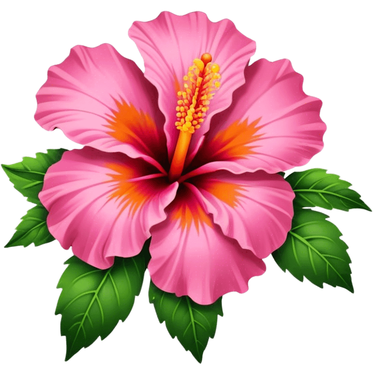 pink and orange hibiscus flower emoji