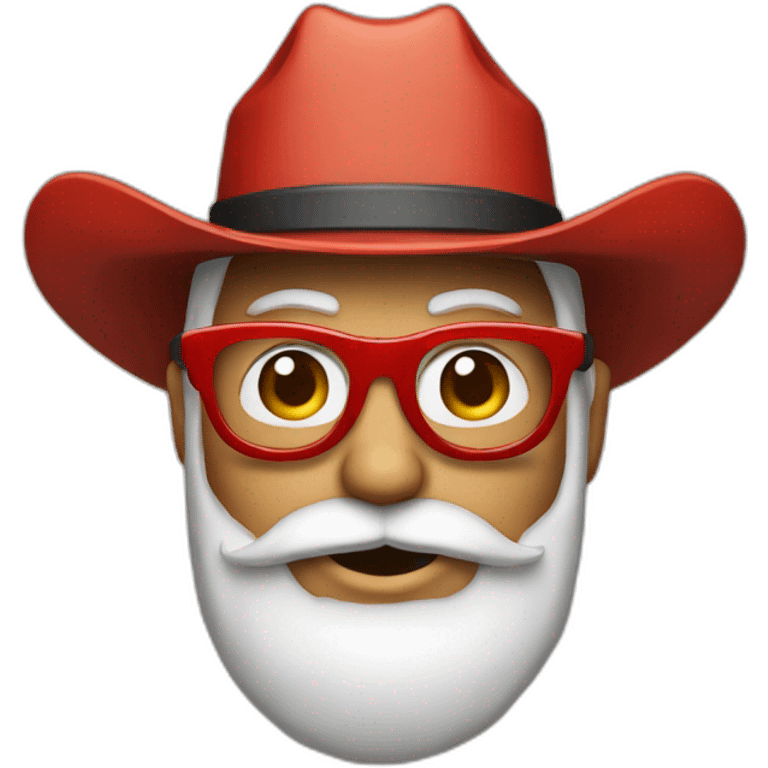 Santa red with glasses and a cowboy hat emoji