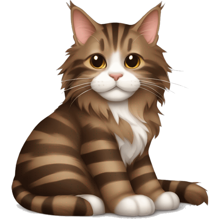 Sleeping cat Maine coon dark brown and light brown stripes emoji