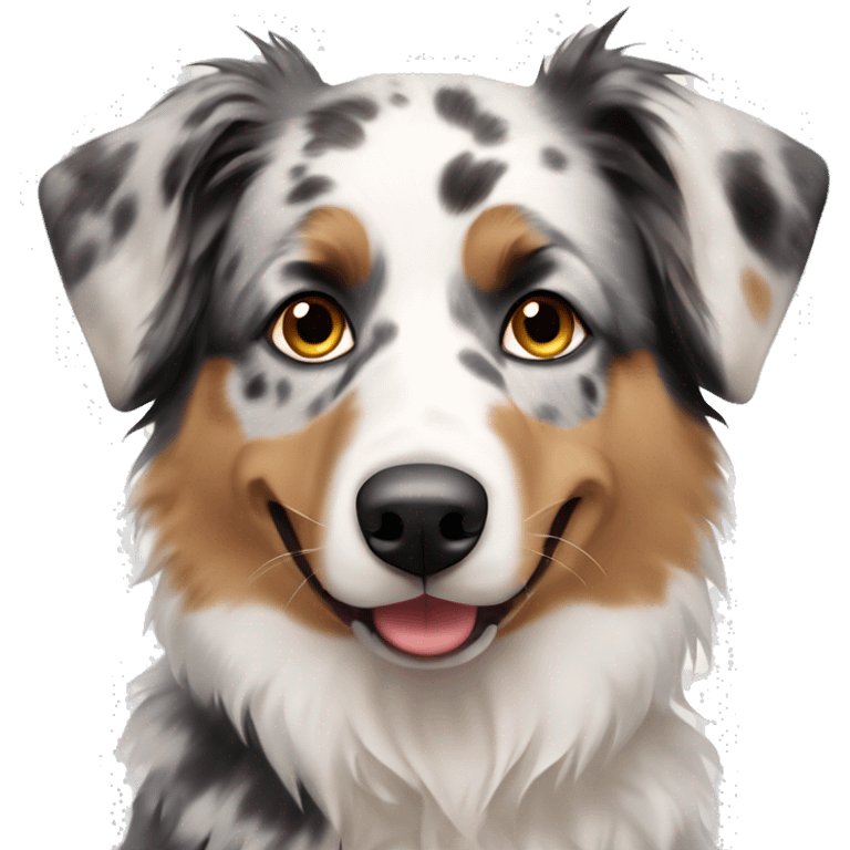 Merle Aussie shepherd with brown and blue eyes emoji