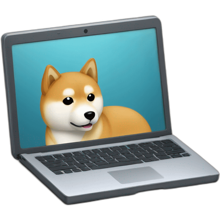 a shiba inu working on a laptop emoji