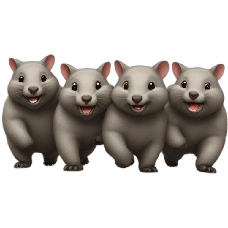 line of happy wombats walking together emoji