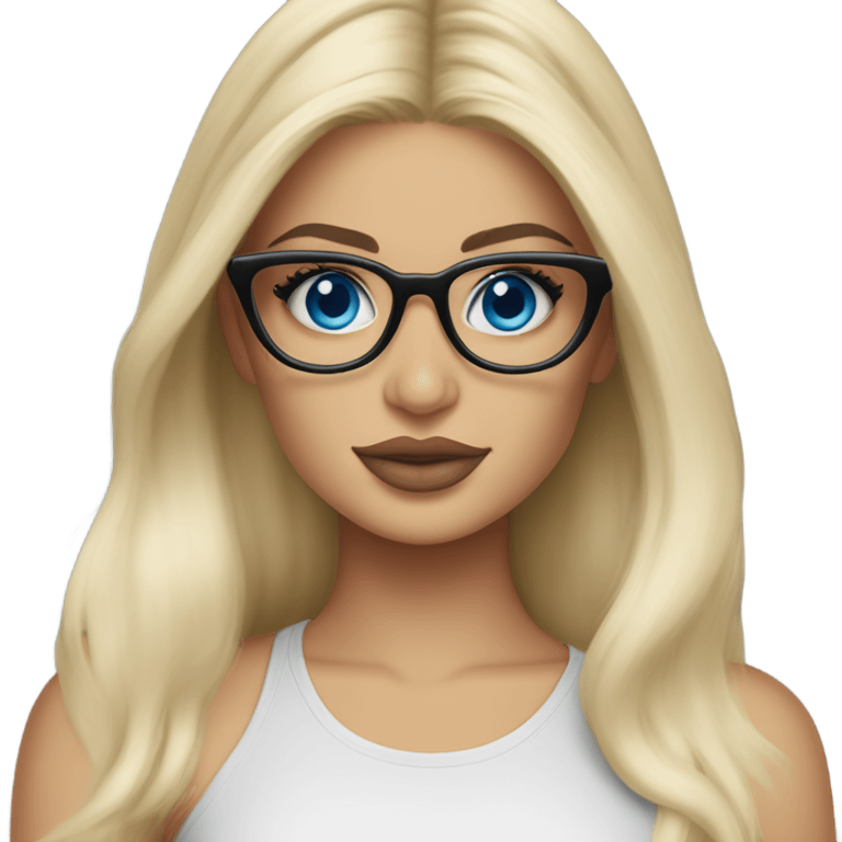 blonde kylie jenner with blue eyes and glasses  emoji