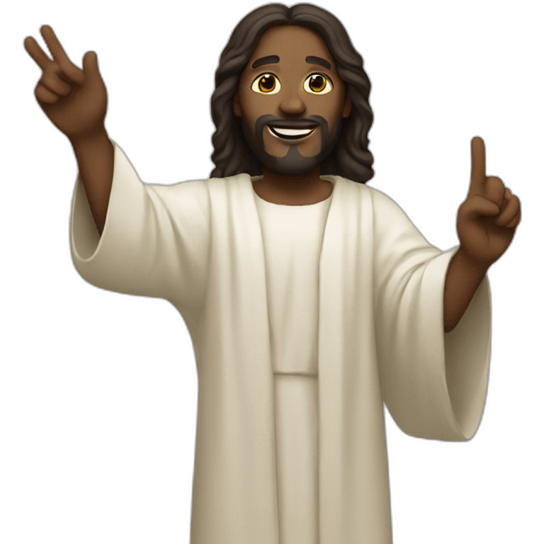 Black Jesus holding  up a peace sign emoji