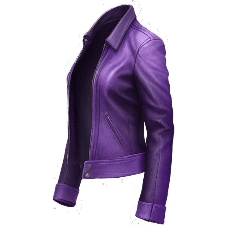 Realistic isolated side view of a pastel purple to dark purple ombre open leather fashion jacket. emoji